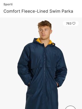 Sporti Navy Kids Swim Parka- Youth Small- with Yellow Hood Lining